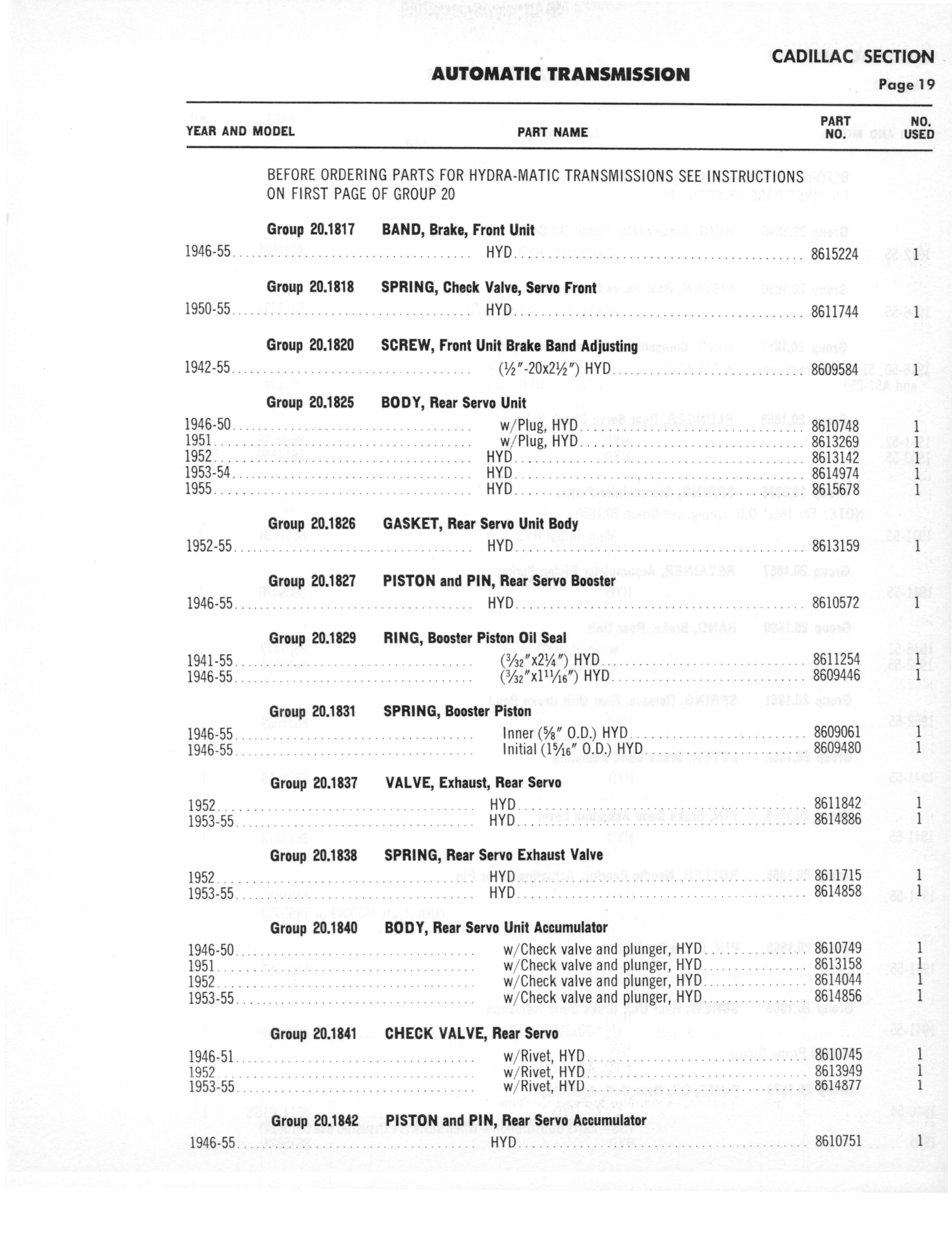 A3010 Automatic Transmission Parts Catalog HydraMatic, PowerGlide